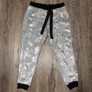 Womens Mickey Mouse Pajama Pants Sleepwear PJ Pants Fleece Gray Joggers 30x26